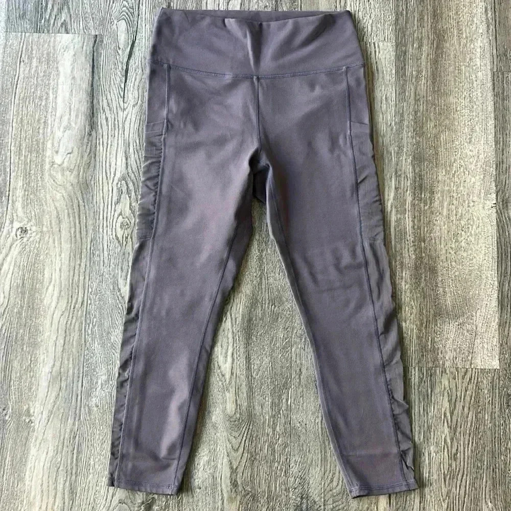 Fabletics Leggings Gray Workout Leggings Size Small Mesh Side Pockets Workout